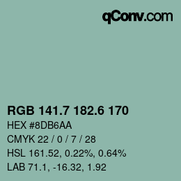 カラーコード: RGB 141.7 182.6 170 | qconv.com