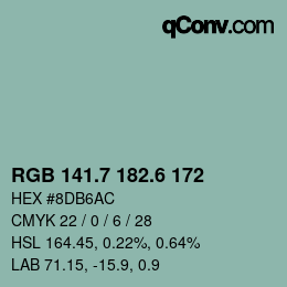 カラーコード: RGB 141.7 182.6 172 | qconv.com