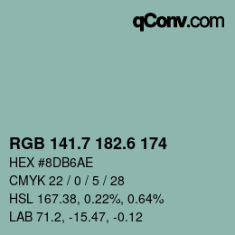カラーコード: RGB 141.7 182.6 174 | qconv.com
