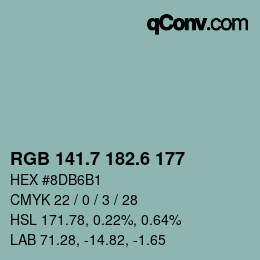 カラーコード: RGB 141.7 182.6 177 | qconv.com