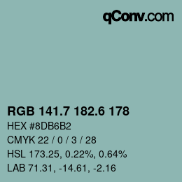 カラーコード: RGB 141.7 182.6 178 | qconv.com