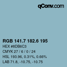 カラーコード: RGB 141.7 182.6 195 | qconv.com