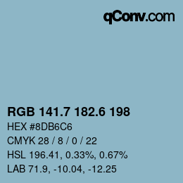 カラーコード: RGB 141.7 182.6 198 | qconv.com