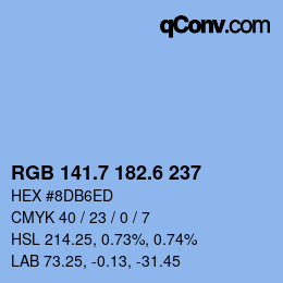 カラーコード: RGB 141.7 182.6 237 | qconv.com