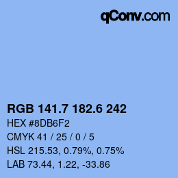 カラーコード: RGB 141.7 182.6 242 | qconv.com