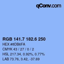 カラーコード: RGB 141.7 182.6 250 | qconv.com