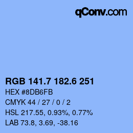カラーコード: RGB 141.7 182.6 251 | qconv.com