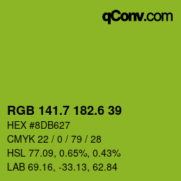 カラーコード: RGB 141.7 182.6 39 | qconv.com