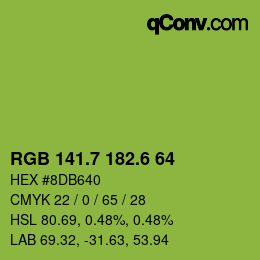 カラーコード: RGB 141.7 182.6 64 | qconv.com