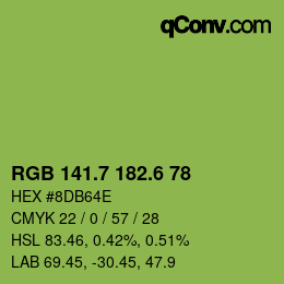 カラーコード: RGB 141.7 182.6 78 | qconv.com