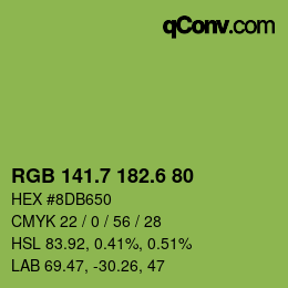 カラーコード: RGB 141.7 182.6 80 | qconv.com