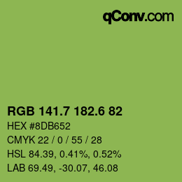 カラーコード: RGB 141.7 182.6 82 | qconv.com