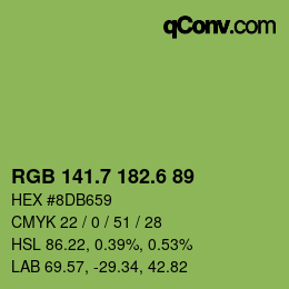 カラーコード: RGB 141.7 182.6 89 | qconv.com