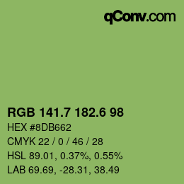 カラーコード: RGB 141.7 182.6 98 | qconv.com