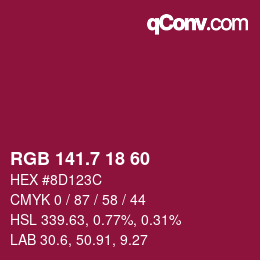 カラーコード: RGB 141.7 18 60 | qconv.com