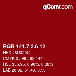 カラーコード: RGB 141.7 2.6 12 | qconv.com
