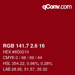 カラーコード: RGB 141.7 2.6 16 | qconv.com