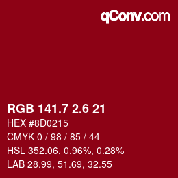 カラーコード: RGB 141.7 2.6 21 | qconv.com