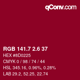 カラーコード: RGB 141.7 2.6 37 | qconv.com