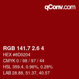カラーコード: RGB 141.7 2.6 4 | qconv.com