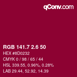 カラーコード: RGB 141.7 2.6 50 | qconv.com