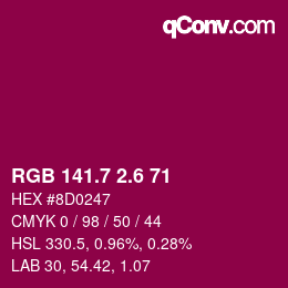 カラーコード: RGB 141.7 2.6 71 | qconv.com