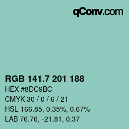 カラーコード: RGB 141.7 201 188 | qconv.com