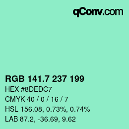 カラーコード: RGB 141.7 237 199 | qconv.com