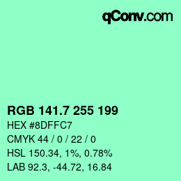 カラーコード: RGB 141.7 255 199 | qconv.com