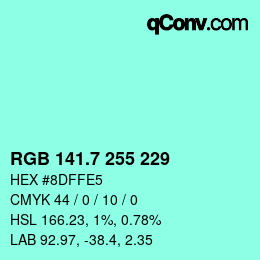 カラーコード: RGB 141.7 255 229 | qconv.com