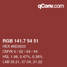 カラーコード: RGB 141.7 54 51 | qconv.com