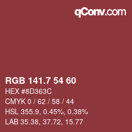 カラーコード: RGB 141.7 54 60 | qconv.com