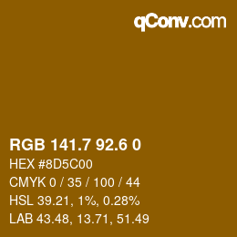 カラーコード: RGB 141.7 92.6 0 | qconv.com