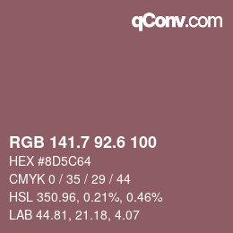 カラーコード: RGB 141.7 92.6 100 | qconv.com