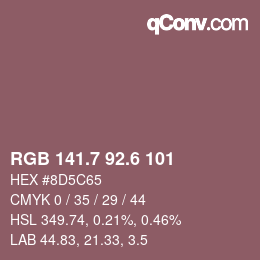 カラーコード: RGB 141.7 92.6 101 | qconv.com