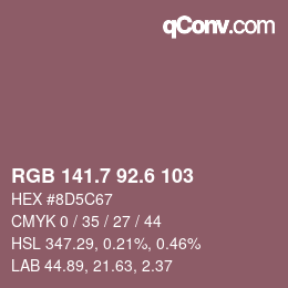 カラーコード: RGB 141.7 92.6 103 | qconv.com