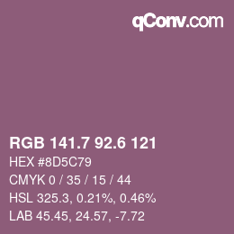 カラーコード: RGB 141.7 92.6 121 | qconv.com