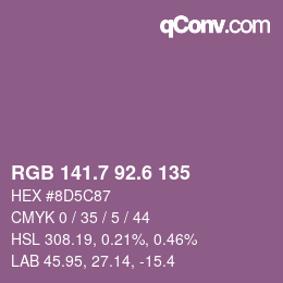 カラーコード: RGB 141.7 92.6 135 | qconv.com