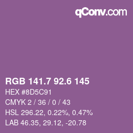 カラーコード: RGB 141.7 92.6 145 | qconv.com