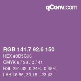 カラーコード: RGB 141.7 92.6 150 | qconv.com