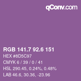 カラーコード: RGB 141.7 92.6 151 | qconv.com