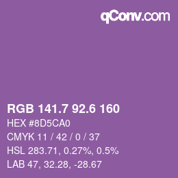 カラーコード: RGB 141.7 92.6 160 | qconv.com