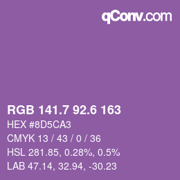 カラーコード: RGB 141.7 92.6 163 | qconv.com