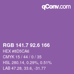 カラーコード: RGB 141.7 92.6 166 | qconv.com