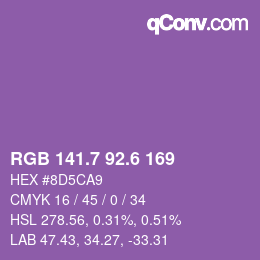 カラーコード: RGB 141.7 92.6 169 | qconv.com