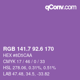 カラーコード: RGB 141.7 92.6 170 | qconv.com