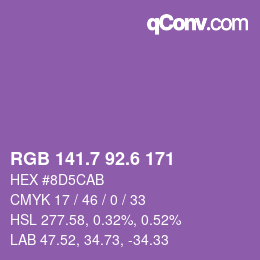 カラーコード: RGB 141.7 92.6 171 | qconv.com