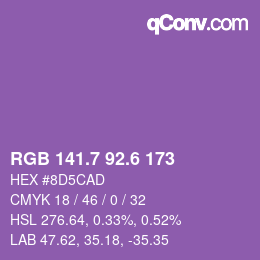 カラーコード: RGB 141.7 92.6 173 | qconv.com