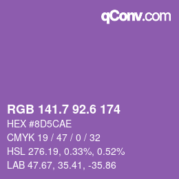 カラーコード: RGB 141.7 92.6 174 | qconv.com