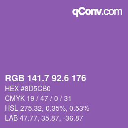 カラーコード: RGB 141.7 92.6 176 | qconv.com